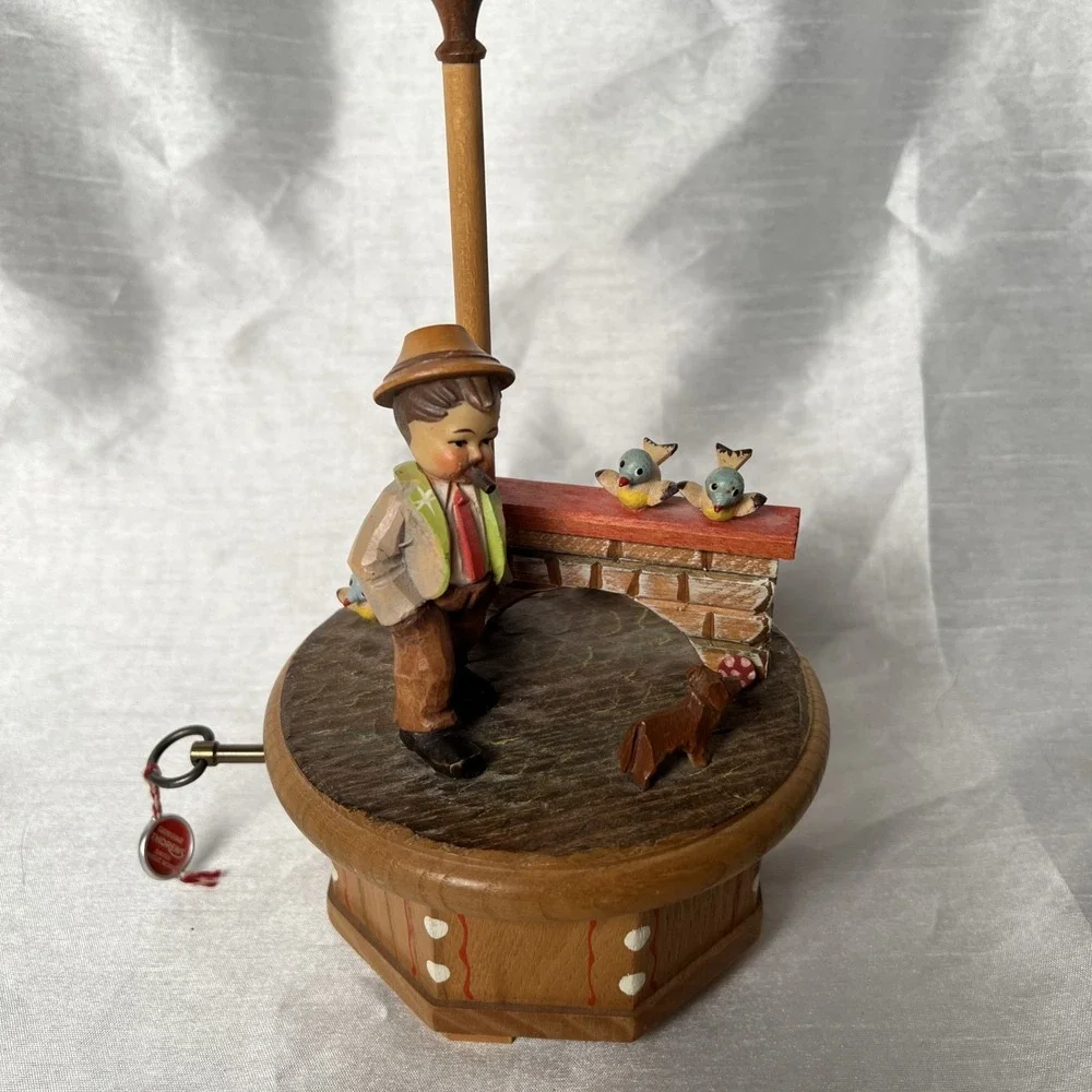 Vintage Music Box Thorens Anri Man Dog,Birds Third Man Theme Switzerland Works!